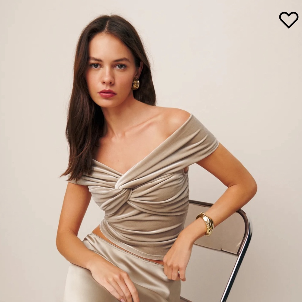 Reformation Ezlynn knit top - Prosecco Velvet